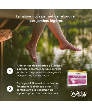 Arkopharma - Veinoflux 2 mois - Compl ment alimentaire pour jambes l g res et toniques - Offre sp ciale avec 15 jours OFFERTS - Buy Online on GoSupps.com