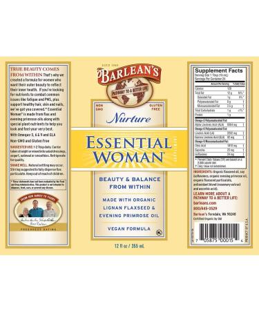 Barlean's Essential Woman Nurture 12 fl oz - Premium Women's Health Supplement - Buy Online on GoSupps.com