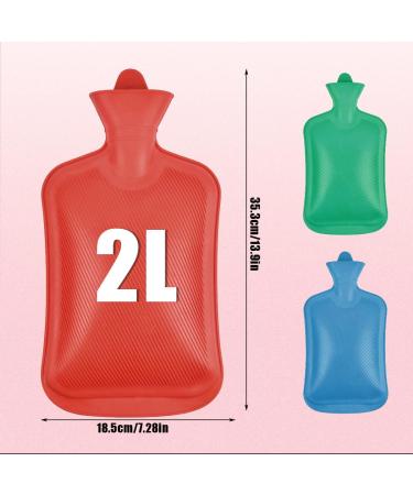 Doduos 3-Pack Hot Water Bottles - 2L Rubber Heat Bottles for Pain Relief & Cozy Nights - Back Neck Waist Feet Period Cramps Pregnancy - Available in 3 Colors - Buy Online on GoSupps.com