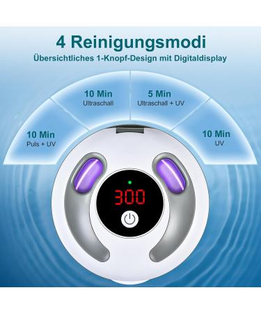  TechKen Techken Ultrasonic Cleaning Device with Timer and 4 UV Lamps 45000Hz 200ml Toothbrush Head Cleaner Denture Cleaner Retention Aligners Dentures Jewelry - Buy Online on GoSupps.com