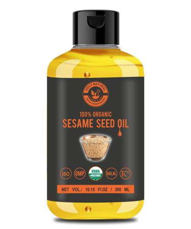 Organic Sesame Seed Oil(10.15 fl oz)USDA Certified, Extra Virgin Cold-Pressed, 100% Pure & Natural, No GMO,Untreated and Unrefined Sesame Seed Oil -Grate for Cooking & Flavor Enhancer in Many Cuisines 10.15 Fl Oz (Pack of 1)