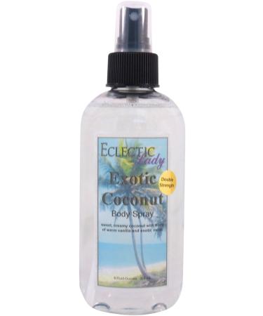 Exotic Coconut Body Spray (Double Strength) 8 ounces Body Mist for Women with Clean Light & Gentle Fragrance Long Lasting Perfume with Comforting Scent for Men & Women Cologne with Soft Subtle 8 Fluid Ounces (Double Strength)
