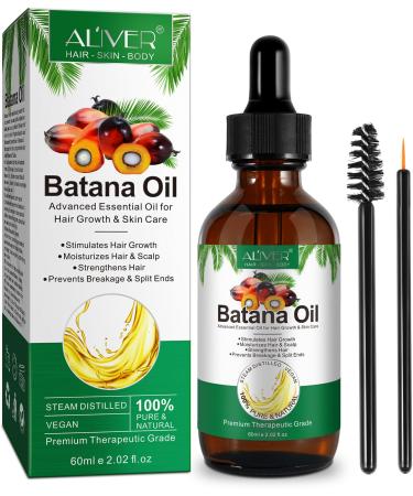 Batana Oil for Hair Growth Dr. Sebi Organic (2.02Oz) 100% Pure Natural Batana Essential Oil Organic for Hair Eyebrow and Eyelash Prevent Hair Loss Eliminates Split Ends for Men & Women