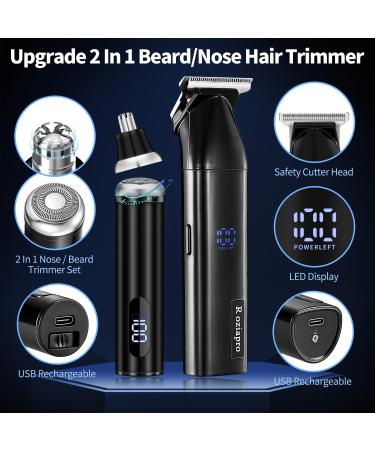 Roziapro Hair Clippers for Men - Precise Close Cutting Beard Trimmer & Rechargeable Barber Clippers Kit (Black) - Professional Hair Clippers & Nose Hair Trimmer - Buy Online on GoSupps.com