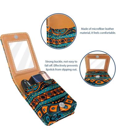 Leather Lipstick Case & Organizer with Mirror | Mini Lipstick Holder Bag - Flower Africa Boho Style - Buy Online on GoSupps.com