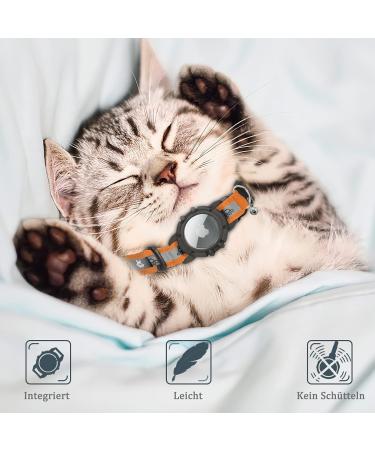 Reflective Airtag Cat Neck Band - Jiarui GPS Collar for Cats & Puppies 9-13 inch - Adjustable with Bell - Orange - Buy Online on GoSupps.com