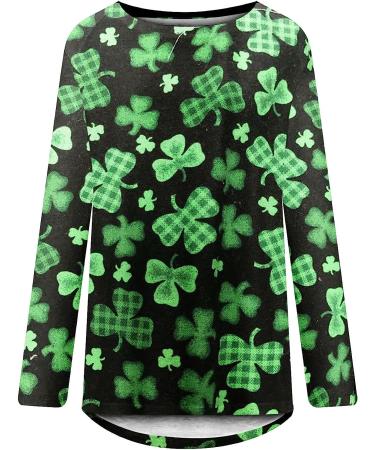 St. Patrick's Day Women's Printed Sweater Tunic - Long Sleeve Blouse for Casual Wear in Large Black - Buy Online on GoSupps.com
