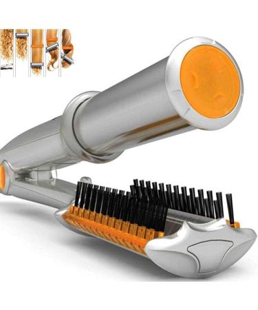2 in 1 Rotating Curling Iron & Straightener - Fast Heat Professional Hot Brush Styler for All Hair Types - Buy Online on GoSupps.com