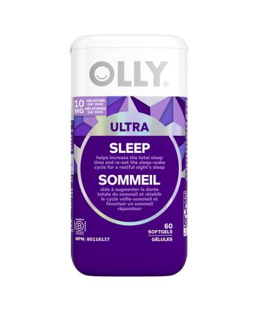 OLLY Ultra Strength Sleep Softgels 10mg Melatonin L-Theanine Chamomile Magnesium Lemon Balm Sleep Nighttime Sleep Aid 60 count