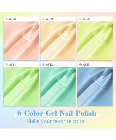 Shining She Gel Nail Polish Set - 6 Colours Cyan, Green, Blue, Coral, Pastel - Soak-Off UV/LED Manicure Gift for Women - 8ML - Buy Online on GoSupps.com