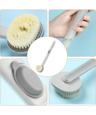 Exfoliating Shower Back Scrubber with Soap Dispenser - Long Handle Bath Brush for Deep Cleansing and Skin Exfoliation - Gray - Buy Online on GoSupps.com