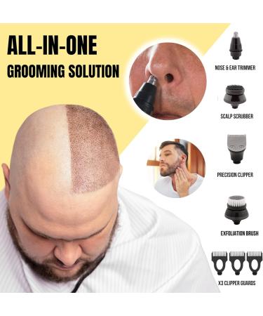 Shop Head Shaver for Bald Men - 5 in 1 Waterproof Electric Razor with Rotary Blades Nose Trimmer & Clippers - Buy Online on GoSupps.com