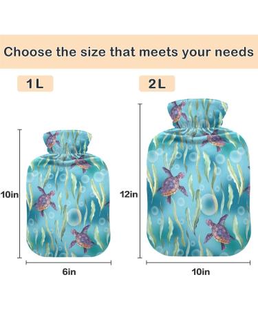 NAANLE Sea Turtle Hot Water Bottle - 1L with Cover & Transparent Bag | Pain Relief Heat & Cold Therapy for Bed Hands & Feet - Buy Online on GoSupps.com