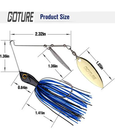 Goture Bass Fishing Lure Spinner Baits Kit - Topwater Buzzbait Set for Saltwater & Freshwater Bass Fishing - 5 Pack 1/2 oz Spinner Baits Lures - Buy Online on GoSupps.com