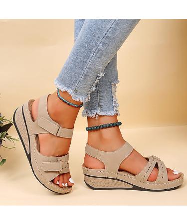 Bunion Corrector Sandals for Women - Arch Support Plantar Fasciitis House Shoes with Orthotic Flip Flops - Black Feather Heels 6.5 Wide Khaki - Buy Online on GoSupps.com