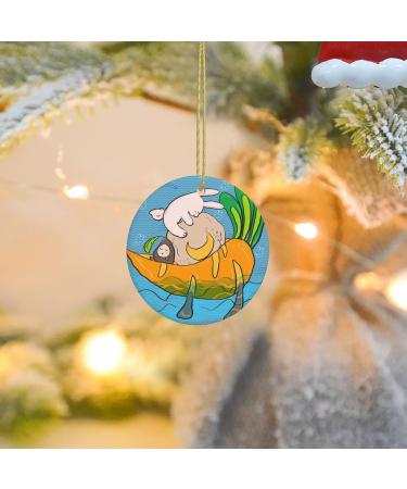 YYHHAOFA Sunflower Seeds and Rabbits Prints Christmas Ceramic Round Pendant Decoration - Festive Hanging Ornament for Stores and Homes -2.9 in - Buy Online on GoSupps.com