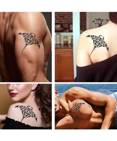 Dopetattoo 6 Sheets Stingray Maori Tribal Polynesian Temporary Tattoos - Men and Women Fake Tattoo for Neck, Arm, Hands, Leg - Buy Online on GoSupps.com