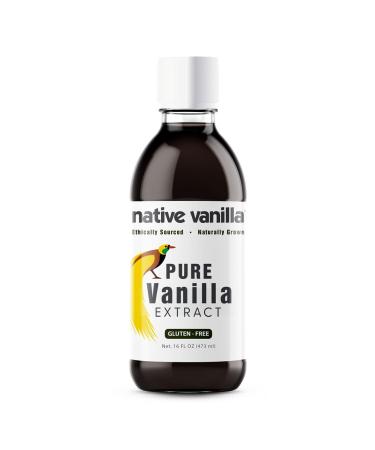 Native Vanilla - Pure Vanilla Extract - 16 Fl Oz - Made from Premium Vanilla Bean Pods, For Chefs and Home Cooking, Baking, and Dessert Making Vanilla 16 Fl Oz (Pack of 1)