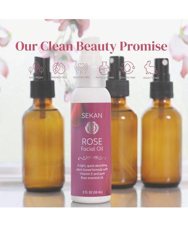 SEKAN Liquid Coconut Facial Oil with Rose Essential Oil - Deep Moisturizing Face Treatment - Buy Online on GoSupps.com