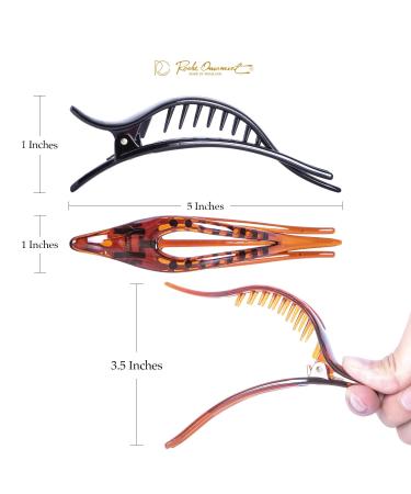 RC ROCHE ORNAMENT 6 Pcs Womens Thin Curved Eyelet Hair Clips - No Slip Grip Beauty Accessory in Clear Brown and Black - Pack of 6 - Buy Online on GoSupps.com