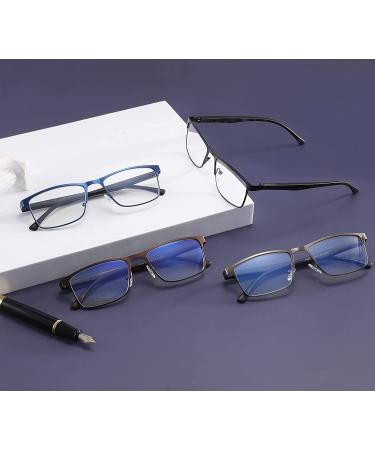 4-Pack Stylish Metal Frame Blue Light Blocking Reading Glasses for Men +2.0 Strength - Anti Glare UV Filter Eyeglasses with Comfort Spring Hinges - Buy Online on GoSupps.com