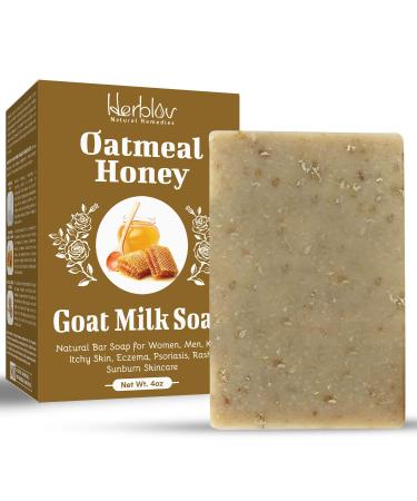 Cactus Honey & Oats Goat's Milk Soap Bar 4 oz – Natural Bar Soap for Women, Men, Kids, Itchy Skin, Eczema, Psoriasis, Rash, Sunburn Skincare – Calming Colloidal Oatmeal Face Cleanser & Body Wash