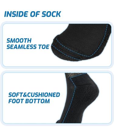 LIN Diabetic Socks for Men & Women - Non-Binding Circulatory, Extra Wide Top Socks - Edema, Neuropathy, Lymphedema - Quarter/Black - Size 13-15 (6 Pairs) - Buy Online on GoSupps.com