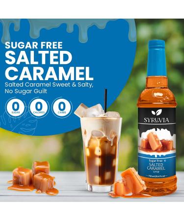 Syruvia Sugar-Free Salted Caramel Coffee Syrup 25.4 fl oz - Syrup for Coffee Lattes Shakes Smoothies Desserts 100% Vegan Gluten Free Kosher No-Calorie Coffee Syrup - Buy Online on GoSupps.com