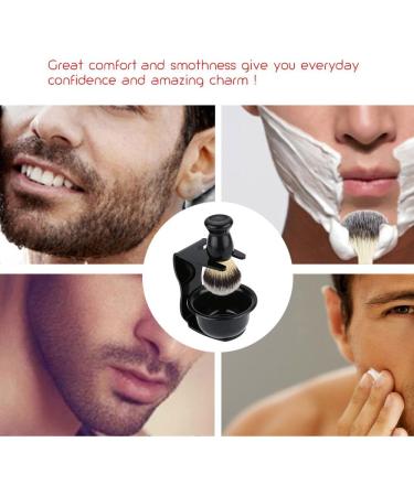 Men's 3-in-1 Shaving Brush Kit with Stand - Bristle Hair Brush, Soap Bowl, Acrylic Stand - Ideal for Wet Shaving - Buy Online on GoSupps.com