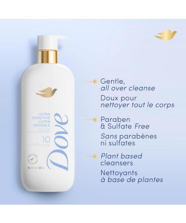 Dove Fragrance Free Body Wash Gentle all-over body cleanser Ultra Sensitive 10 essential ingredients 547mL - Buy Online on GoSupps.com