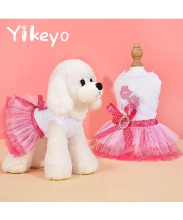 Yikeyo Set of 2 Dog Dresses for Small Dogs - Lace Tutu Vest Skirts for Yorkie Chihuahua - Princess Costume Clothing - Green & Pink Large - Buy Online on GoSupps.com