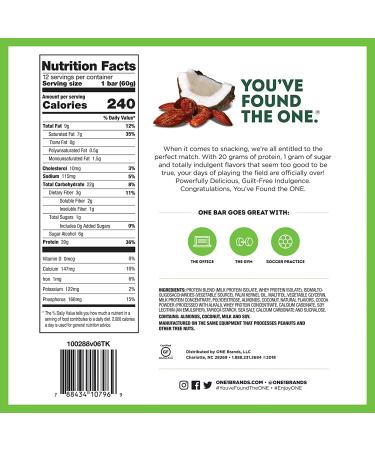 One Brands ONE Bar Dark Chocolate Sea Salt - 12 Bars (2.12 oz Each) | Healthy Protein Snack - Buy Online on GoSupps.com