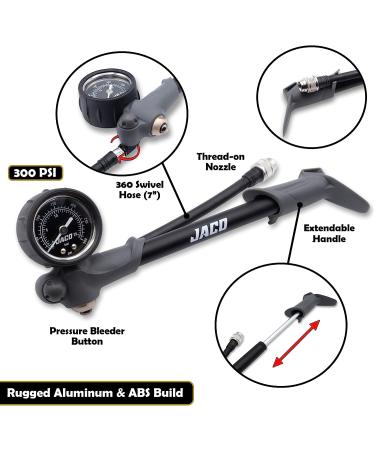 JACO ShockPro MTB Shock Pump - 300 PSI | High Pressure Mountain Bike Air Fork Pump - Buy Online on GoSupps.com