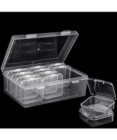 12-Piece Small Clear Plastic Beads Storage Containers with Hinged Lid - Ideal for Jewelry, Diamonds, DIY Art Crafts - 2.12 x 2.12 x 0.79 Inch - Buy Online on GoSupps.com
