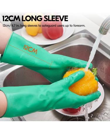 Vgo Reusable Household Cleaning Gloves - Rubber Dishwashing Gloves with Extra Thickness and Long Sleeves - Medium (1 Pair) - Ideal for Kitchen Cleaning, Working, Painting, Gardening, and Pet Care - Buy Online on GoSupps.com