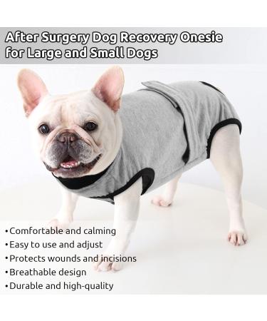 Convinite Recovery Suit for Dogs | Breathable Wound Protection Post-Op Castration | One-Piece Design with Push Buttons | Gray | Ideal for Male & Female Dogs - Buy Online on GoSupps.com
