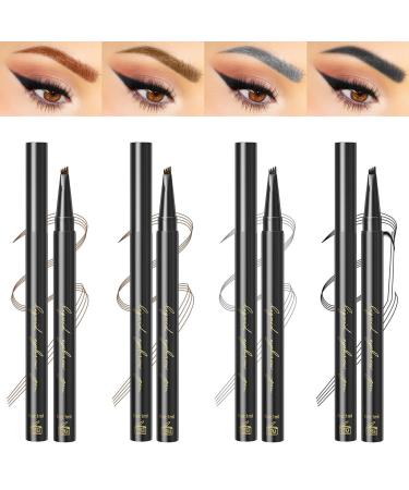 2pcs Eyebrow Pencil Microblading Pen With 4 Micro-Fork Tip Waterproof Eyebrow Long-Lasting Smudge-Proof Eyebrow Makeup Creates Natural Looking Brows Effortlessly Stays on All Day (4 color)