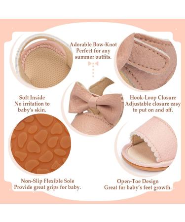 Sonsage Infant Baby Girls Boys Summer Sandals | Bowknot Crib Sandal | Pu Leather Soft Rubber Sole | First Walker Shoes 6-12 Months - Buy Online on GoSupps.com