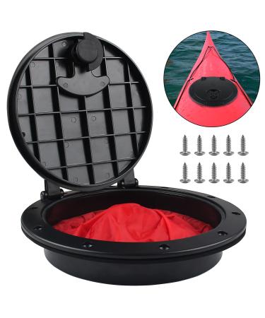 VEITHI 8 Inch Deck Plate Kit Deck Hatch with Storage Bag for Boat Kayak Rigging,Included Fasteners, Deck Plate Kit for Kayak-Black (1Pack)