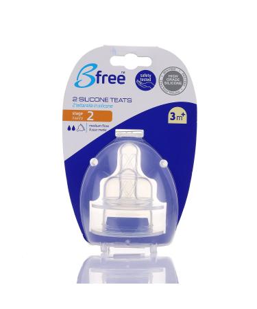 Bfree Stage 2 Medium Flow Silicone Nipple Pack