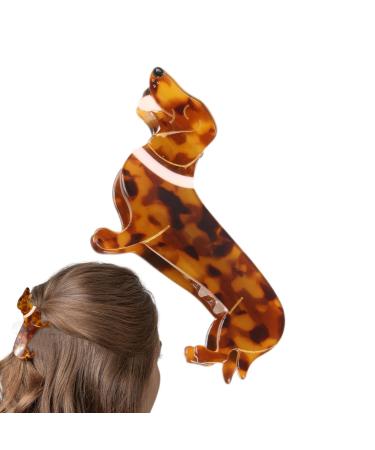 Dog Shaped Hair Clip - Small Hair Claws Dog Girl Hair Claw Funky Dachshund Personalised Hair Clip Acetate Dachshund Hair Claw Animal Hair Clips for Women Straight Curly Hair