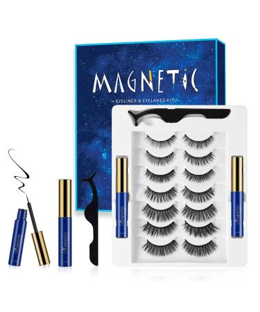 Magnetic False Eyelashes Natural Looking Magnetic Eyelashes Ultra Light and Easy to Use Waterproof False Eyelashes - No Glue Required 7 Pairs