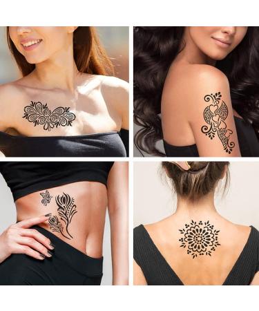 Henna Tattoo Stencil Kit - 16 Sheets for Hands, Legs & Body - Glitter Airbrush DIY Indian Temporary Tattoo Stickers for Women & Girls - Buy Online on GoSupps.com