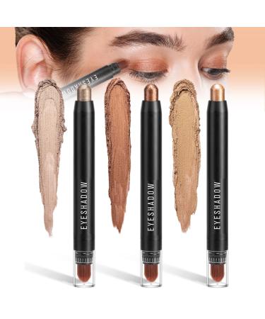 3PCS Eyeshadow Stick Set 2024 New Waterproof Eyeshadow Pen Eyeshadow Shimmer Stick Long Lasting Eye Shadow Stick Make Up Eyeshadow Matte Cream Eyeshadow Stick(Colourful-B)