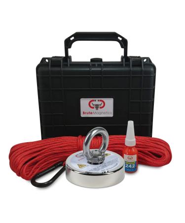 425 lb Junior Magnet Fishing Kit | Includes Single Sided Rare Earth Neodymium Magnet Waterproof Carry Case 100ft Paracord with Carabiner Gloves and Threadlocker 425 lb Single Sided Magnet Fishing Kit