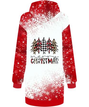 Yihaojia Christmas Sweatshirt for Women Mini Hoodies Dress Cute Snowman Print Loose Xmas Christmas Dress with Pocket Thin Red#239 Large - Buy Online on GoSupps.com