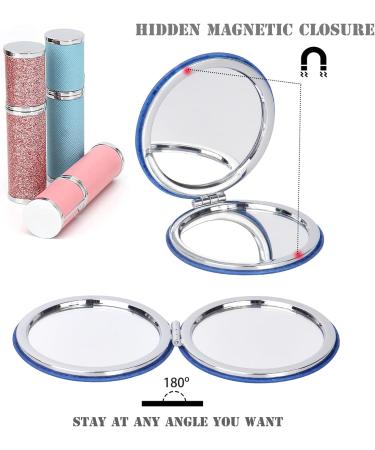Portable Compact Vanity Mirror for Men Women Girls Delicate Blue Travel Cosmetic Mirrors 1X & 2X Magnification for Handbag Pocket Foldable 2-Sided Small Cute Makeup Mirror for Daily Work Business - Buy Online on GoSupps.com
