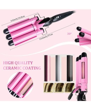 3 Barrel Curling Iron Wand 25mm - Dual Voltage, Temperature Adjustable Ceramic Hair Crimper - Buy Online on GoSupps.com