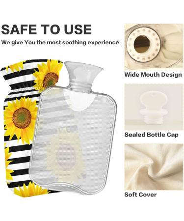 Vintage Sunflower Stripe Hot Water Bottle 2L - Pain Relief & Winter Warmth for Hands & Feet - Buy Online on GoSupps.com