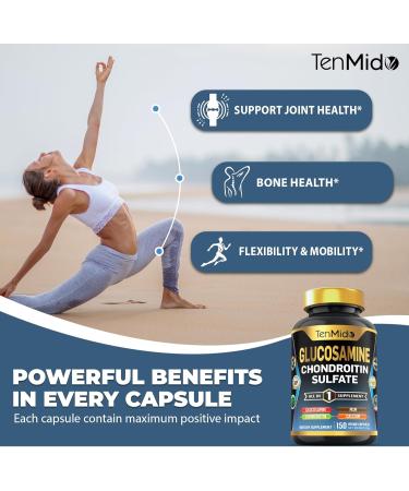 Tenmido Glucosamine Chondroitin MSM Supplement for Men and Women - 4in1 Formula - Joint & Bone Health Support - 150 Capsules - Buy Online on GoSupps.com